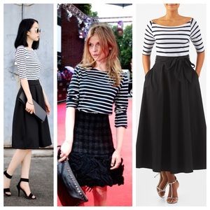 eshakti Dresses - eShakti Navy & White Mixed Media Dress eshakti Dresses - eShakti Navy & White Mixed Media Dress